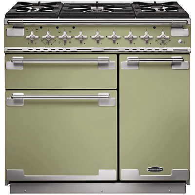 Rangemaster Elise 90 Dual Fuel Range Cooker Olive Green/Chrome Trim